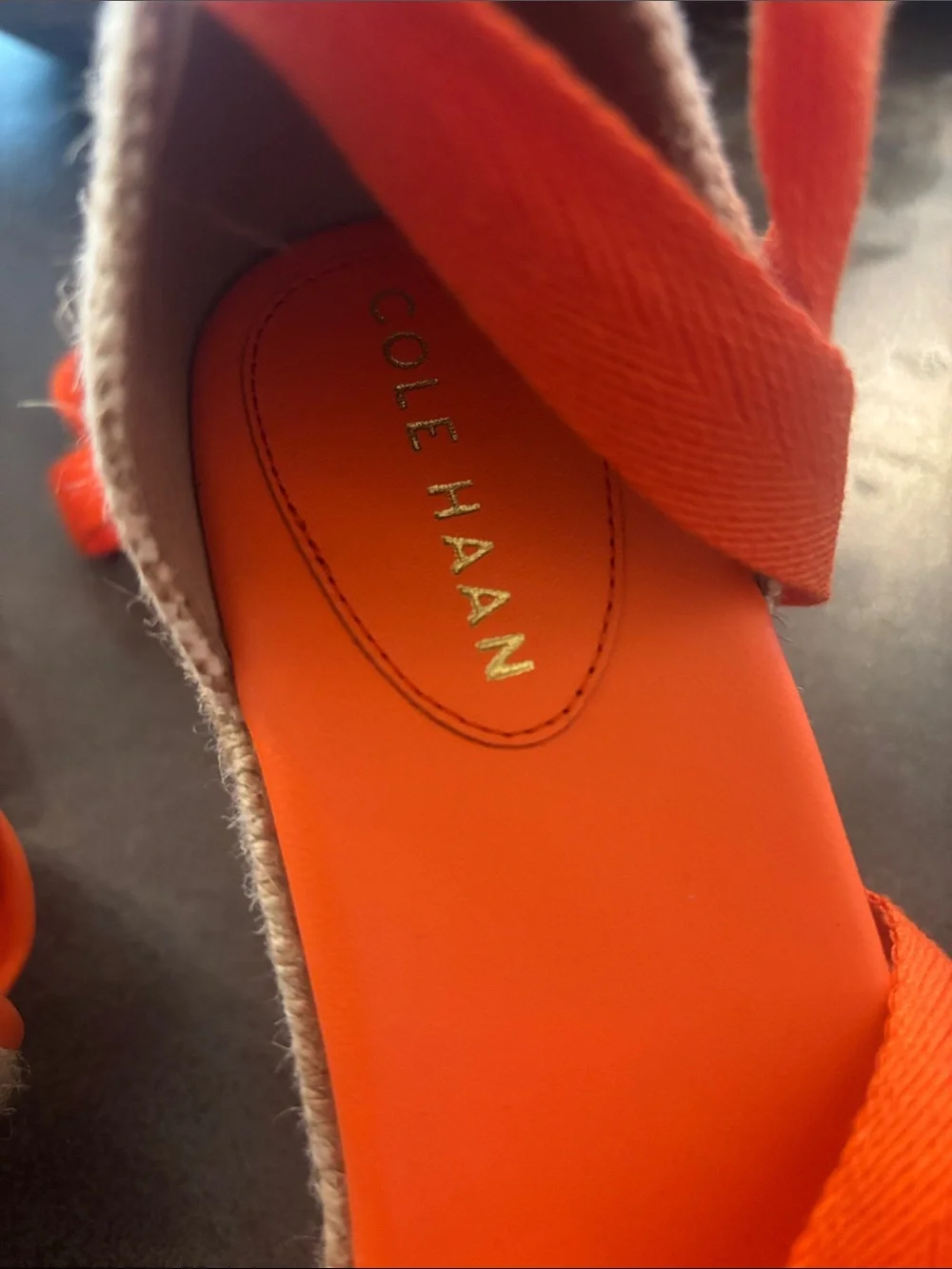 Cole Haan Orange Ankle-Tie Espadrille Wedges